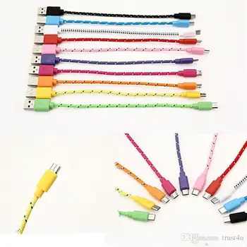 

Colorful short Micro USB 2.0 Braided Data Cable 20cm Fabric Nylon Woven Charger Adapter Cord Wire for Samsung Galaxy S 3 4 5 HTC