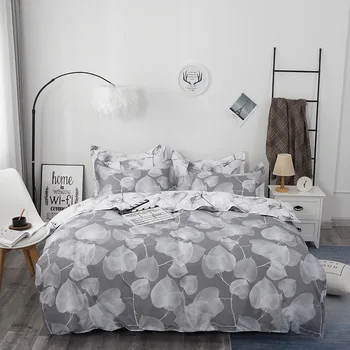 

Gray leaf Minimalist Style Bedding Set Bedclothes Duvet Cover Pillowcase Comforter Bedding Sets Bed Linen Queen King 2/3pcs