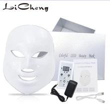 Licheng светодиодная маска для лица, 7 цветов, светодиодная Корейская фотонная терапия, маска для лица, машинный светильник, терапия морщин, уход за кожей, светодиодная маска