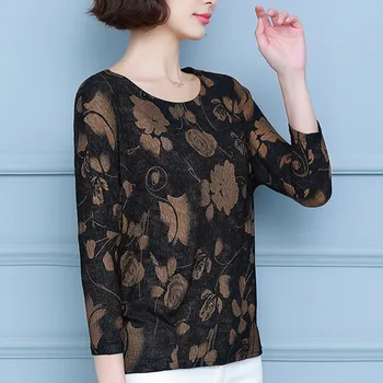 

2020 New Fashion Spring Women Blouses And Tops Print Elegant Shirts Long Sleeve O-Neck Office Lady Clothing Blusas