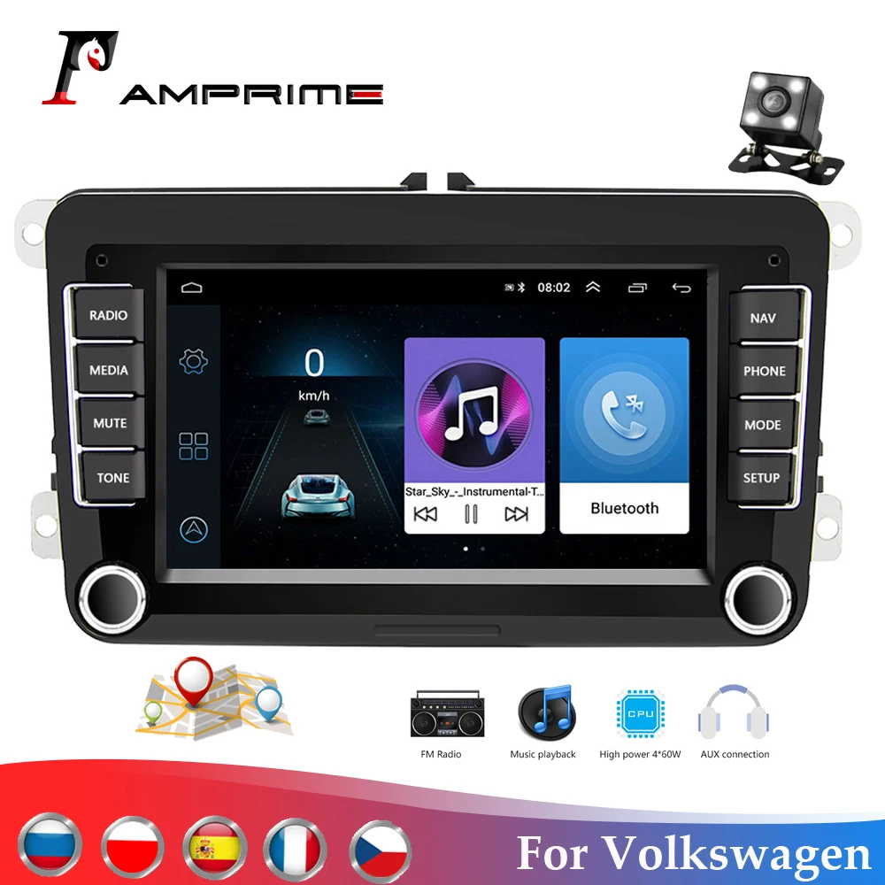 Автомобильный мультимедийный плеер AMPrime Android 8 1 для Volkswagen/Golf/Polo/Passat/b7/b6/SEAT/leon/Skoda автомагнитола 2DIN с