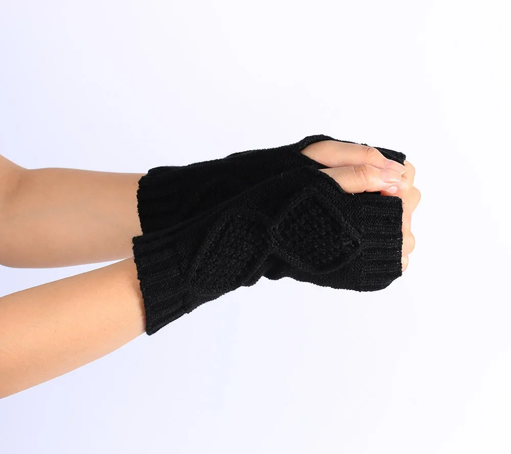 Fashion Knitted Arm Fingerless Winter Gloves Soft Warm Mitten Handschoenen Guantes Mujer Solid Winter Gloves Women Gants Femme