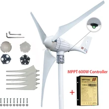 600W 3 or 5 Wind Blades Wind Turbine Generator Windmill With LED Charging Light  Free MPPT Controller For 12V 24V Battery