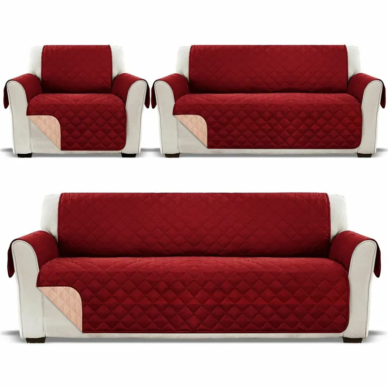 1/2/3 Seater Sofa Covers Quilted Throw Washable Anti Slip Cover