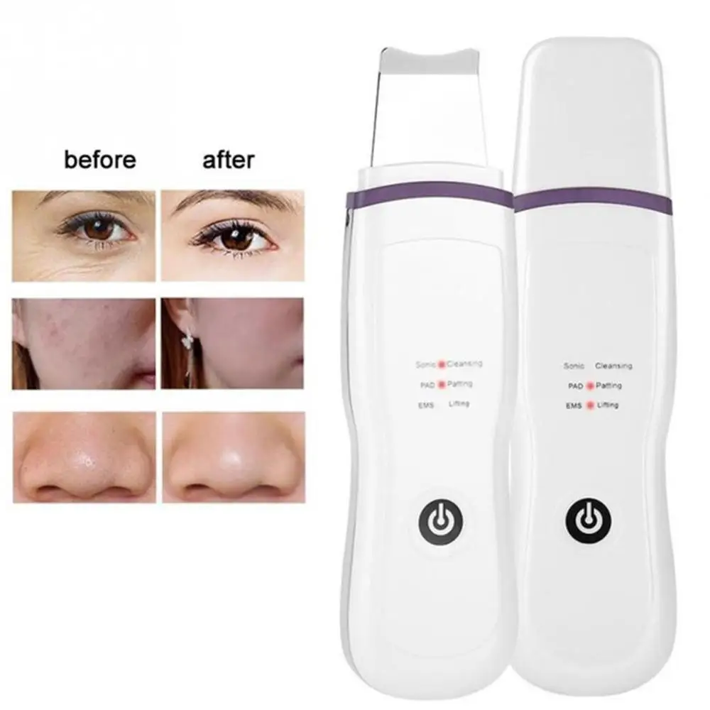 

Ultrasonic Skin Scrubber Blackhead Remove Deep Face Cleaning Machine Facial Cleansing Whitening Lifting Reduce Wrinkles Spots