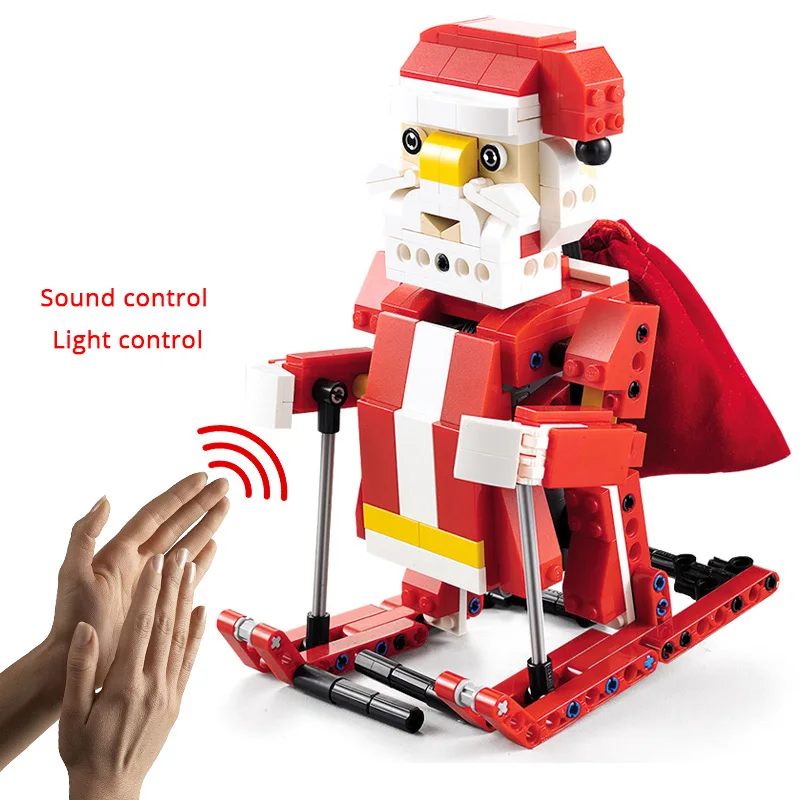 

439pcs Legoing Christmas Series Building Blocks 2 IN 1 Transform Santa Claus Snowmobile Friends Model Bricks Sound Induction Toy