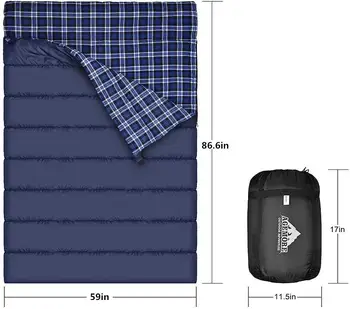 

Double Sleeping Bag for Adult 2-person Capacity Envelope Typle Spring and Autum Sleeping Bags Liner with Hollow Cotton 3.2kg