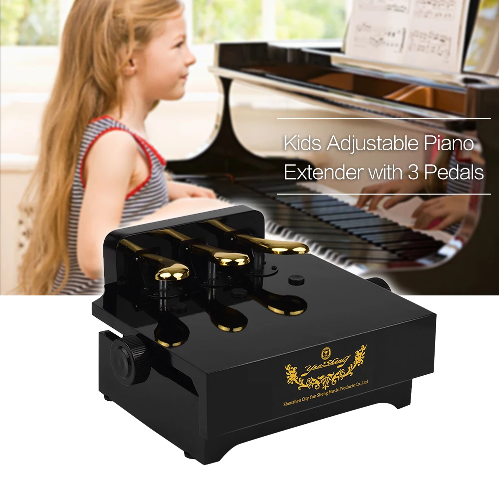 3 Pedals Adjustable Height Black Piano Pedal Extender Bench for Kids Beginners Children Practice Aid Accessory |