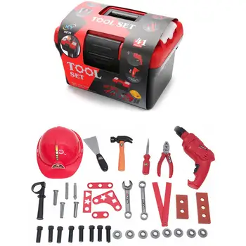 

37PCS Kids Tool Set Electric Repair Screwdriver Toys Kit Simulation Pretend Play Tools With Storage Box For Children