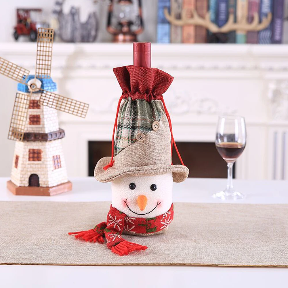 Рождественские Чехлы для винных бутылок, Рождественский Санта Снеговик олень, чехлы для винных бутылок, сумка для украшения обеденного стола, вечерние рождественские принадлежности