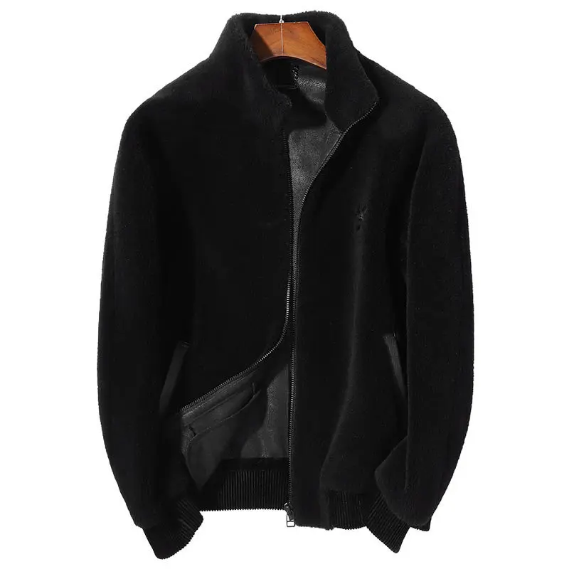 Мужское пальто с натуральным мехом короткая одежда осень-зима 2020 овчина