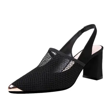 

Summer sexy mesh women High heels Thick with sandals woman Gladiator sandals wome Pointed pump Elegant women evening dress heels