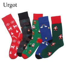 Urgot 6 пар/лот рождественские носки-тапочки унисекс, Для женщин Для мужчин мультфильм милый Санта Клаус и изображением снежинки зимних пейзажей взрослых чулочно-носочные хлопковые носки в стиле Харадзюку