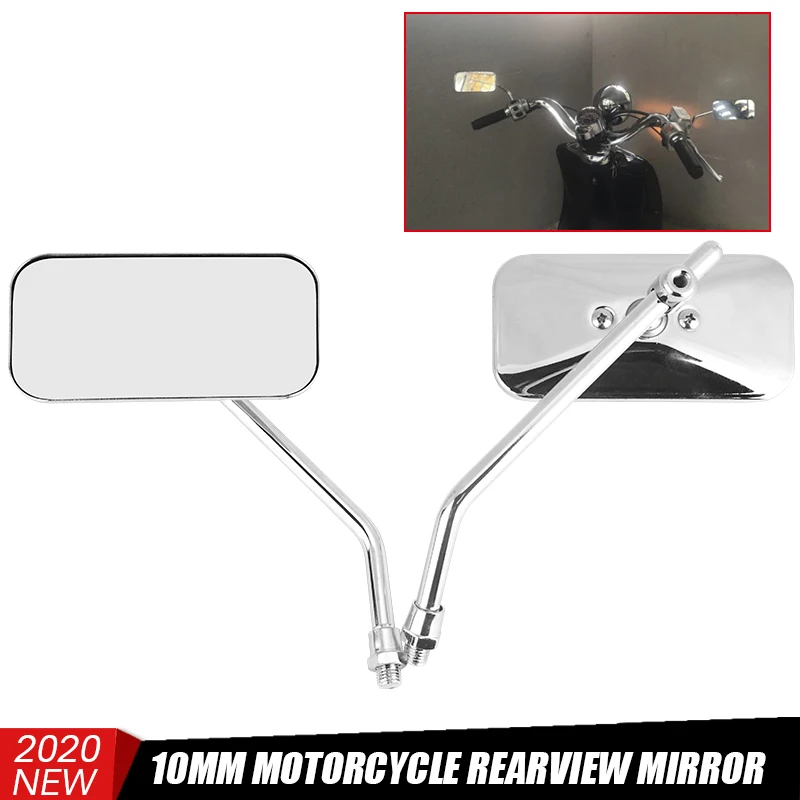 Black Motorcycle Mirrors KSTE 10mm Screw Thread 2 pcs/Set Motorcycle Black L-bar R-Bar Retro Side Rearview Mirror 10mm 