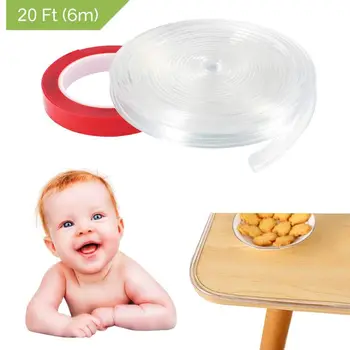 

6M Corner Protector Baby Proofing Furniture Table Edge Guards 20ft Soft Silicone Bumper Strip with Double-Sided Tape for Cabinet