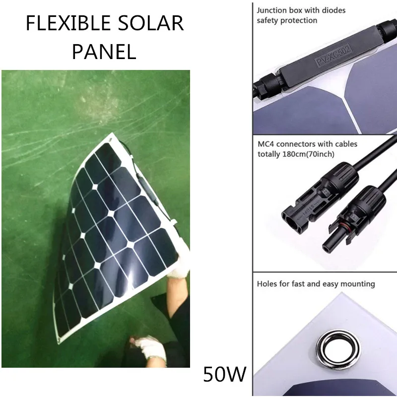 Лучшее качество китайский производитель 50W Sunpower гибкие солнечные панели