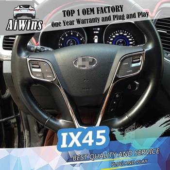 

Aiwins ABS Chrome Steering Wheel Protection Sequins Cover Sticker For Santa Fe IX45 2013-2015 steering wheel trim Accessories