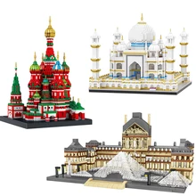 City Architecture Paris France Musée du Louvre Micro Building Blocks Taj Mahal Saint Basil's Cathedral Museum Diamond Brick Toys