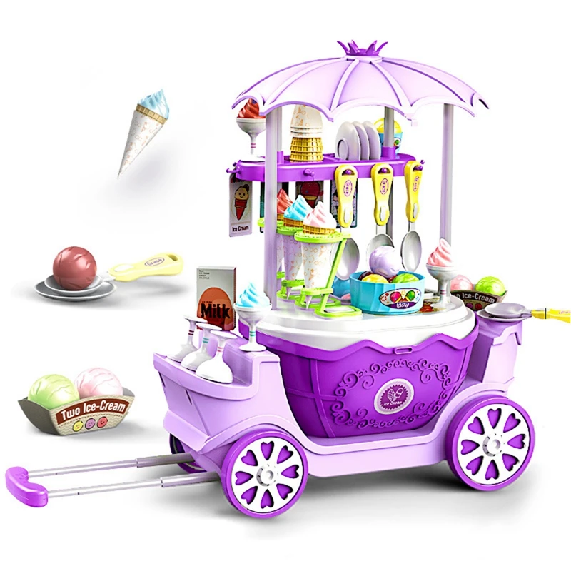 Tienda de helados de juguete para niños pequeños, máquina de helados y carrito de juguete, juego cuchara y aprendizaje educativo|Juguetes de cocina| - AliExpress