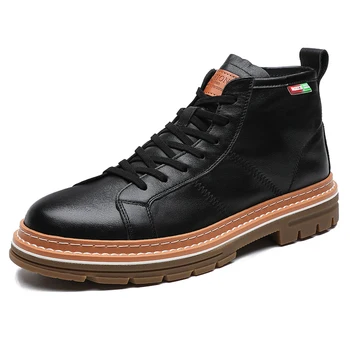 

2020 Autumn New Leather Men Casual shoes Winter Men Boots White Black short Boots Men ankle boots botas mens boty