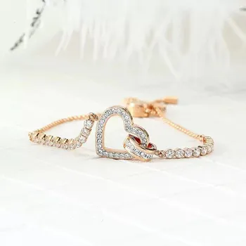 

High quality SWA classic fashion crystal romantic heart-shaped cut out Bracelet
