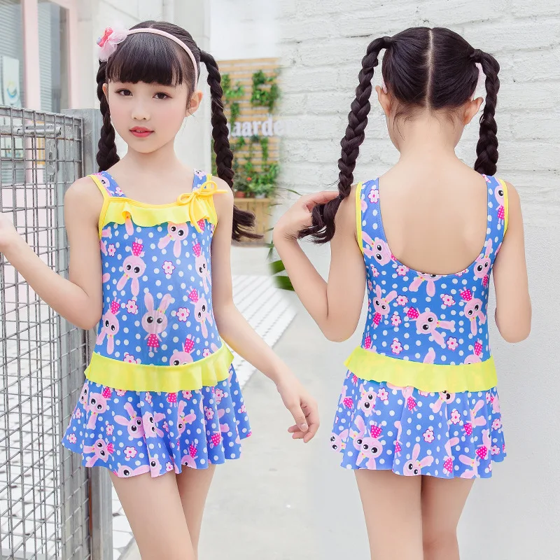 

Adorkable Cute Children U-Shaped Backless Siamese Swimsuit Comfortable Fashion Girls Hot Springs Bathing Suit 8-11-Year-Old