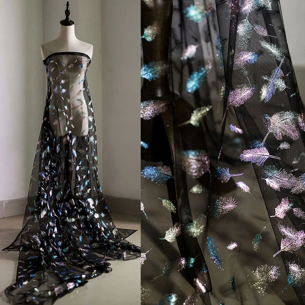 Высококачественная Рождественская позолоченная фатиновая ткань с разноцветными перьями, юбка-пачка для выступлений, костюм