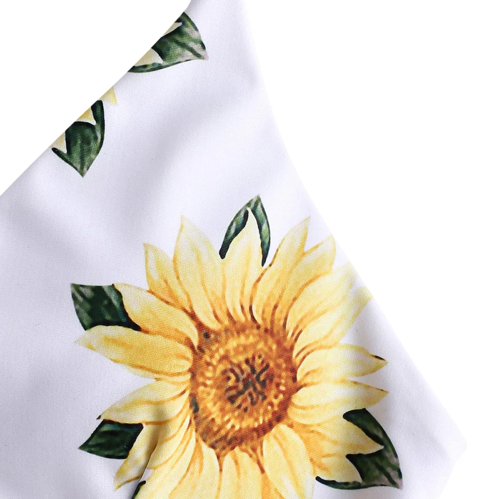 sunflower print lace up back bikini set
