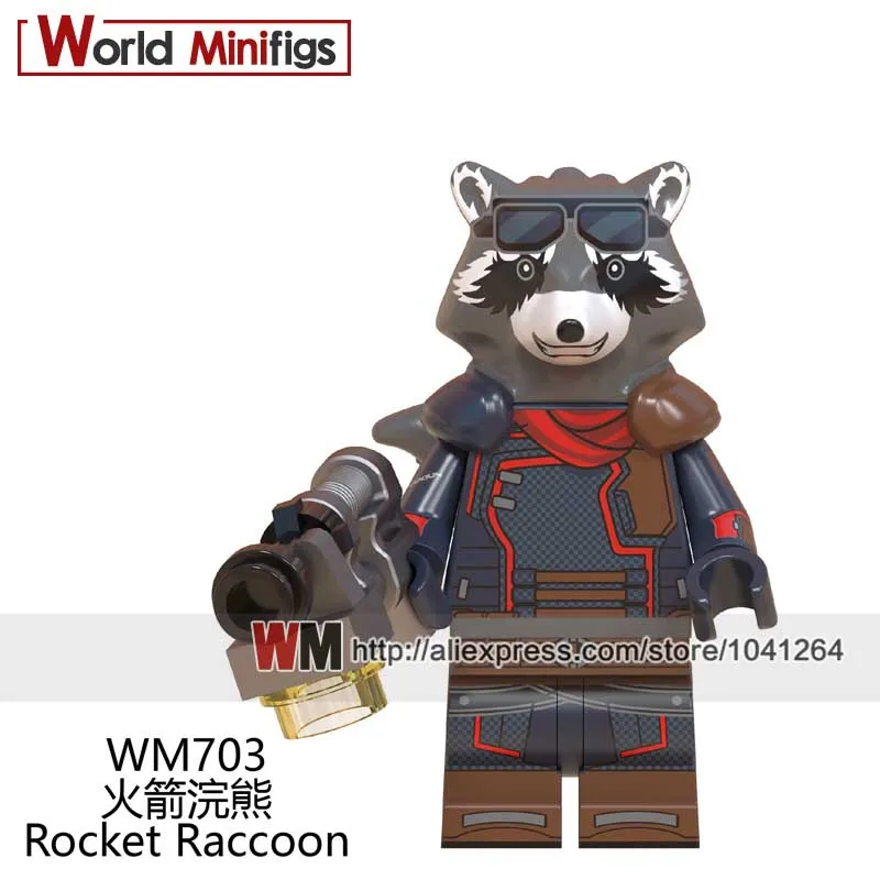 

Single Roket Raccoon Weapon Tree Man Model Star Lord Gamora Building Blocks Avengers Endgame s Toys Children Gift