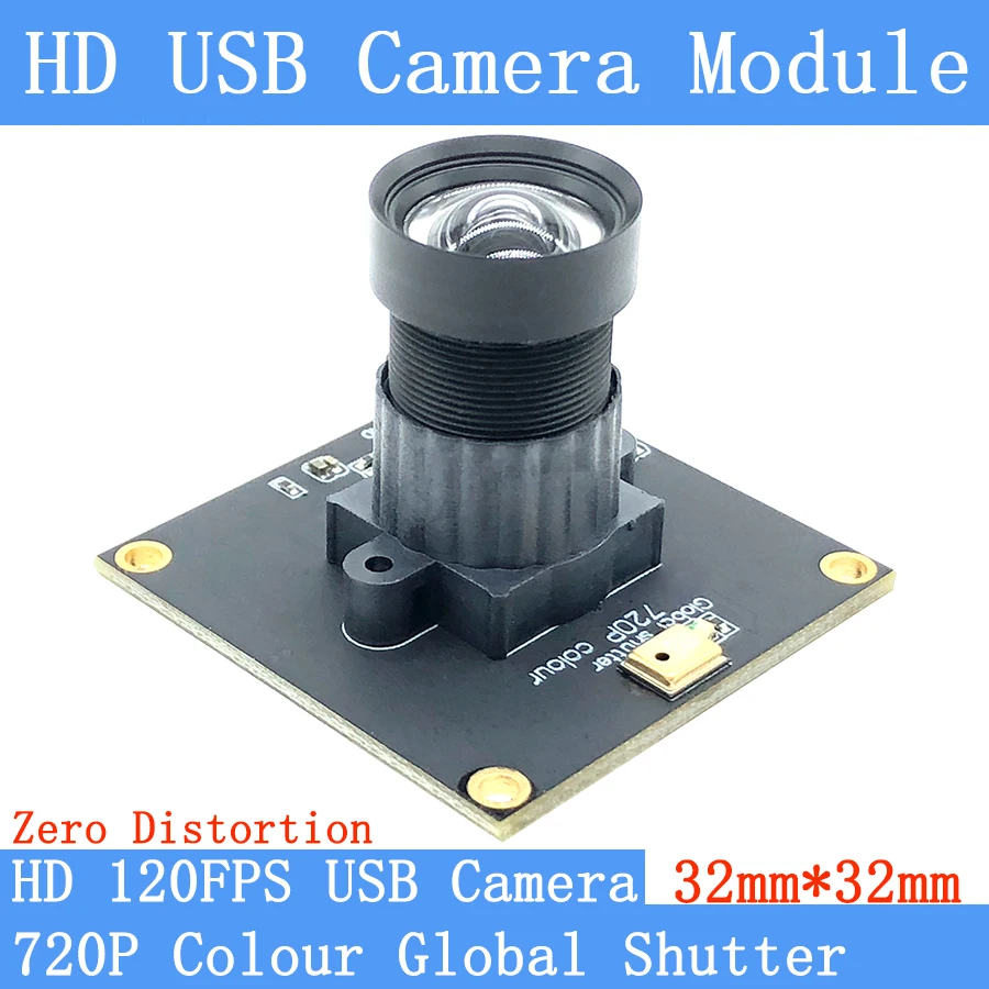 

720P 120FPS USB Camera Module Non Distortion Global Shutter Colour USB Webcam OTG Windows Android Linux UVC Audio support