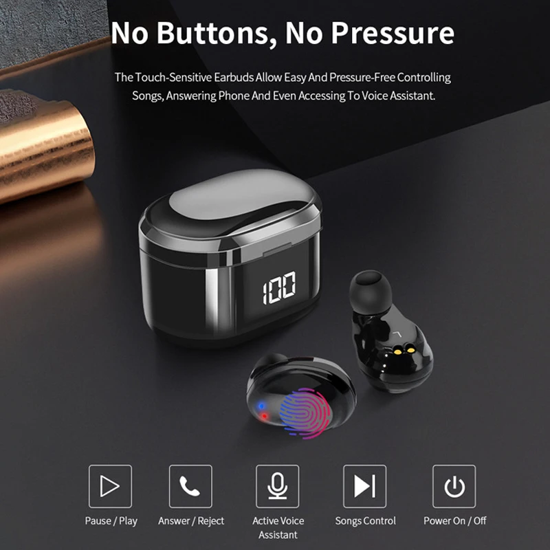 X6 TWS Bluetooth наушники IPX7 водонепроницаемый светодиодный цифровой дисплей с 380 мАч зарядным устройством Банк мощности беспроводные стерео наушники