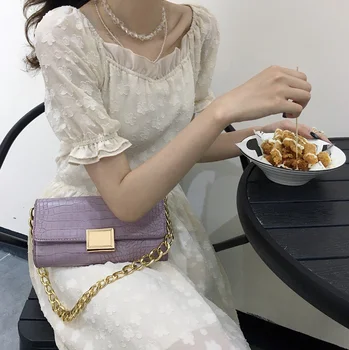 

Fashion women messenger pu leather bag baguette one shoulder cute bag chain girl bag shopping summer purse mkj98