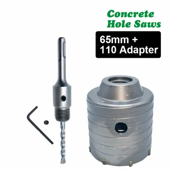 

1 Set SDS PLUS 65mm Concrete Hole Saw Electric Hollow Core Drill Bit Shank 110mm Cement Stone Wall Air Conditioner Alloy DB01052