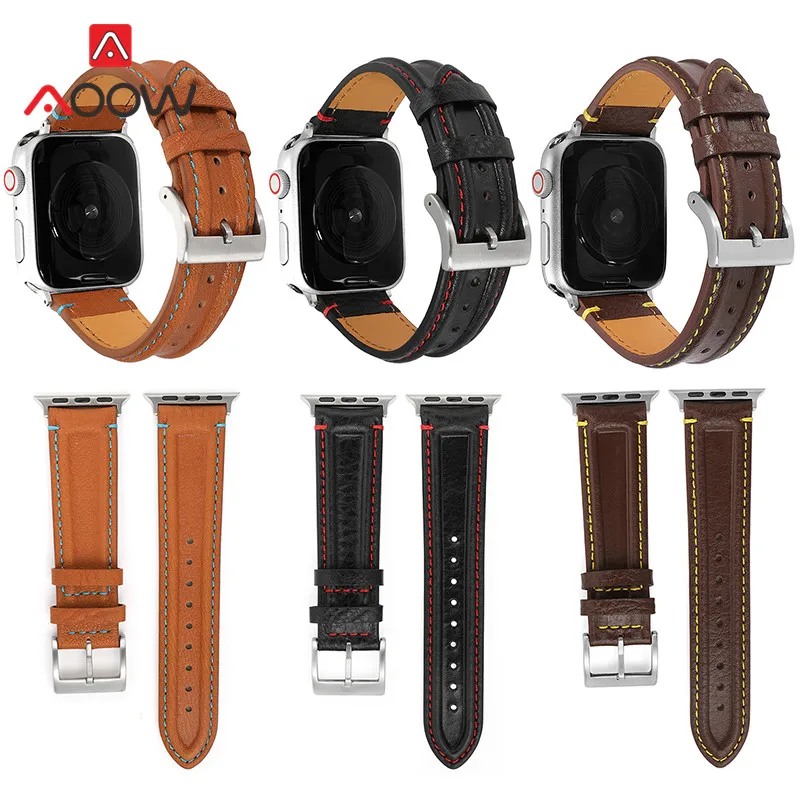 Ремешок сменный из натуральной кожи для Apple Watch iWatch 6 5 4 3 2 SE 38 мм 42 40 44 | Наручные