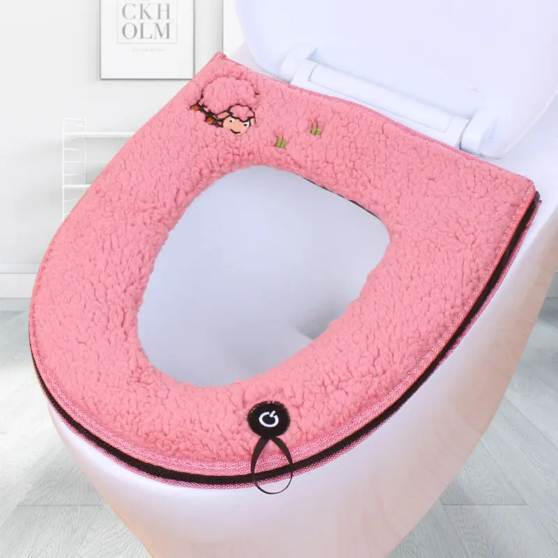 Alpaca pink Чехол для унитаза на молнии с мультипликационным рисунком, водонепроницаемый чехол для унитаза, универсальное сиденье для унитаза, теплая мягкая туалетная панель, u-образная подушка - Цвет: Alpaca pink