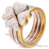 316L Stainless Steel Jewelry Unique 3in1 Heart Rings For Women Surgical Steel Nickle Free CZ Crystal Flower rings ► Photo 3/6