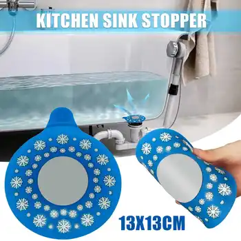 

13*13cm Bathroom Silicone Floor Drain Water Stopper Plug Kitchen Bathtub Sink Cover Hair Stoppers Bathroom Accessories Blue