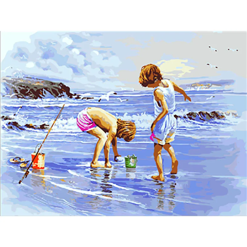 painting by numbers1 Пейзаж, Живопись по номерам, краски по номерам для взрослых, сделай сам, Раскраска по номерам, масляные, номерные картины, велосипед - Цвет: painting by numbers1