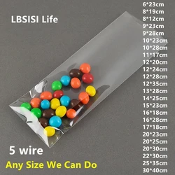 Transparent Plastic Gift Bag with Wire for Candy, Cookies, Bread, Food, and More (100pcs Bags And Wire)