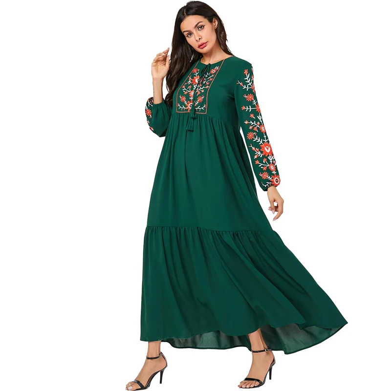 Vestidos abaya Арабский мусульманский платье хиджаб женские Caftan Tesettur Elbise исламский, арабский черное платье макси одеяние мусульмане Longue