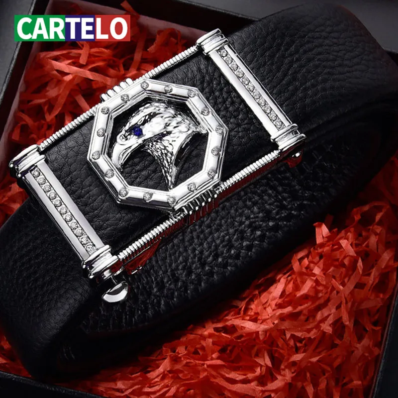 

CARTELO Men's leather belt brand designer belt cowhide men 3.5cm wide fashion automatic buckle belt for men