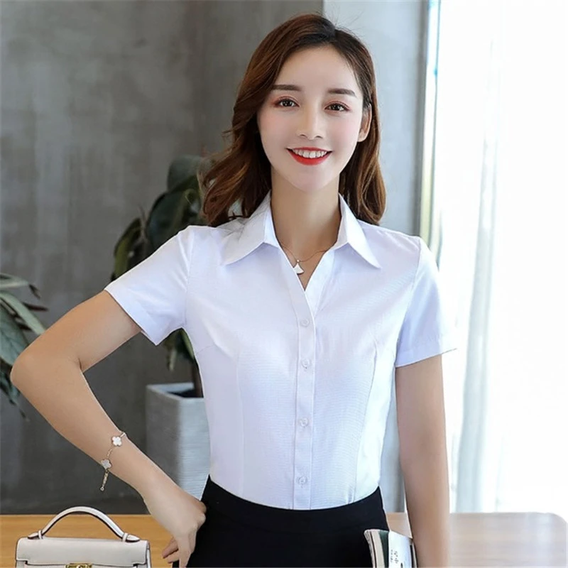 Blusa blanca de manga corta para mujer, camisa elegante para mujer, blusa a la moda 2020 para mujer, camisa para mujer, camisa para mujer|Blusas y - AliExpress