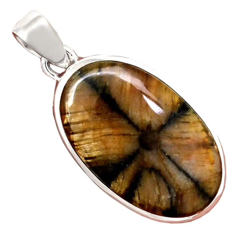 

Genuine CHIASTOLITE Pendant 925 Sterling Silver, 41.3 mm, AP6341