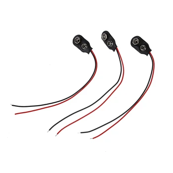 

3 Pcs I Type Faux Leather Shell 9V 9 Volt Battery Clip Connector Cable