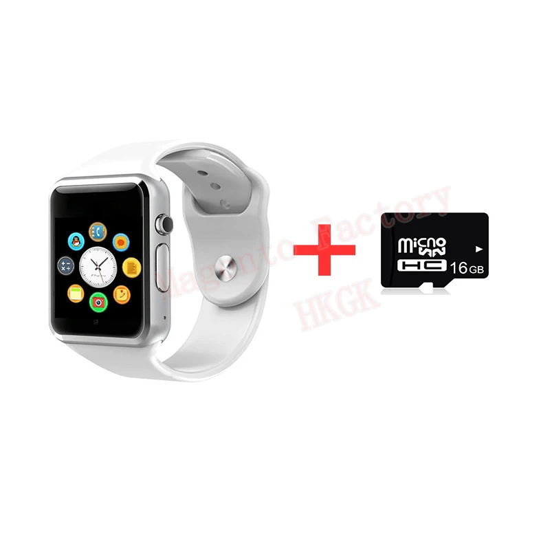 A1 Смарт-часы Bluetooth наручные спортивные часы SIM TF телефон наручные часы камеры для Apple iPhone Android samsung мужчины Wach - Цвет: White add 16TD Card