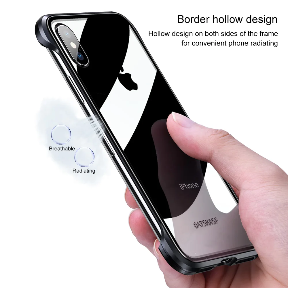 Защитный металлический чехол из закаленного стекла для телефона iPhone XS Max для iPhone X XS прозрачная Противоударная задняя крышка