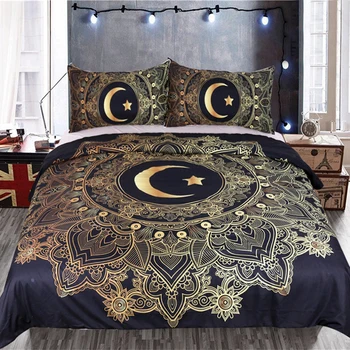 

LISM new flower type hot stamping star and moon product four-piece polyester quilt cover double 1.5 / 1.8 m bedding sheet