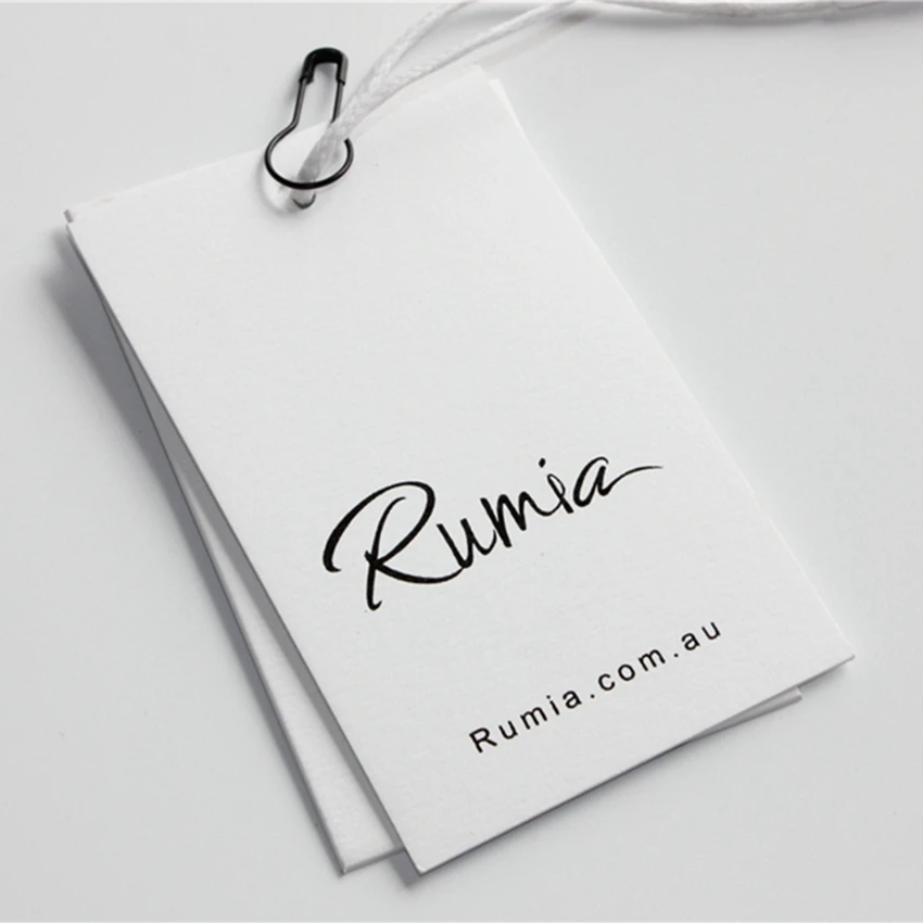 1000Pcs/Lot 4x8cm Customized Printed Logo Clothing Paper Hangtag Die Cut Garment Swing Tag with String |