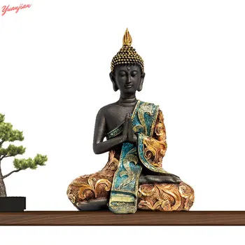 

Buddha Statue Thailand Buddha Sculpture Green Resin Hand Made Buddhism Hindu Fengshui Figurine Meditation Home Decor