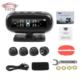 

VSTM External Solar TPMS Car Tire Pressure Alarm Monitor System Display Temperature Warning Fuel Save with 4 Sensors
